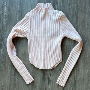 Altar'd State Light Pink Ribbed Long Sleeve Top